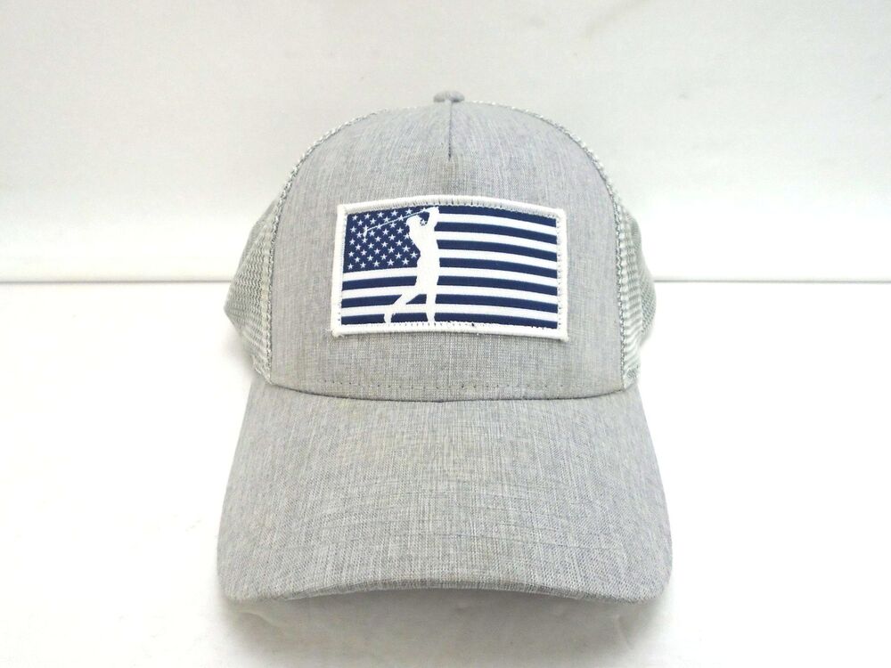 Walter Hagen Golf Baseball Fitted Hat Cap American Flag Gray Size L/XL - Picture 2 of 8